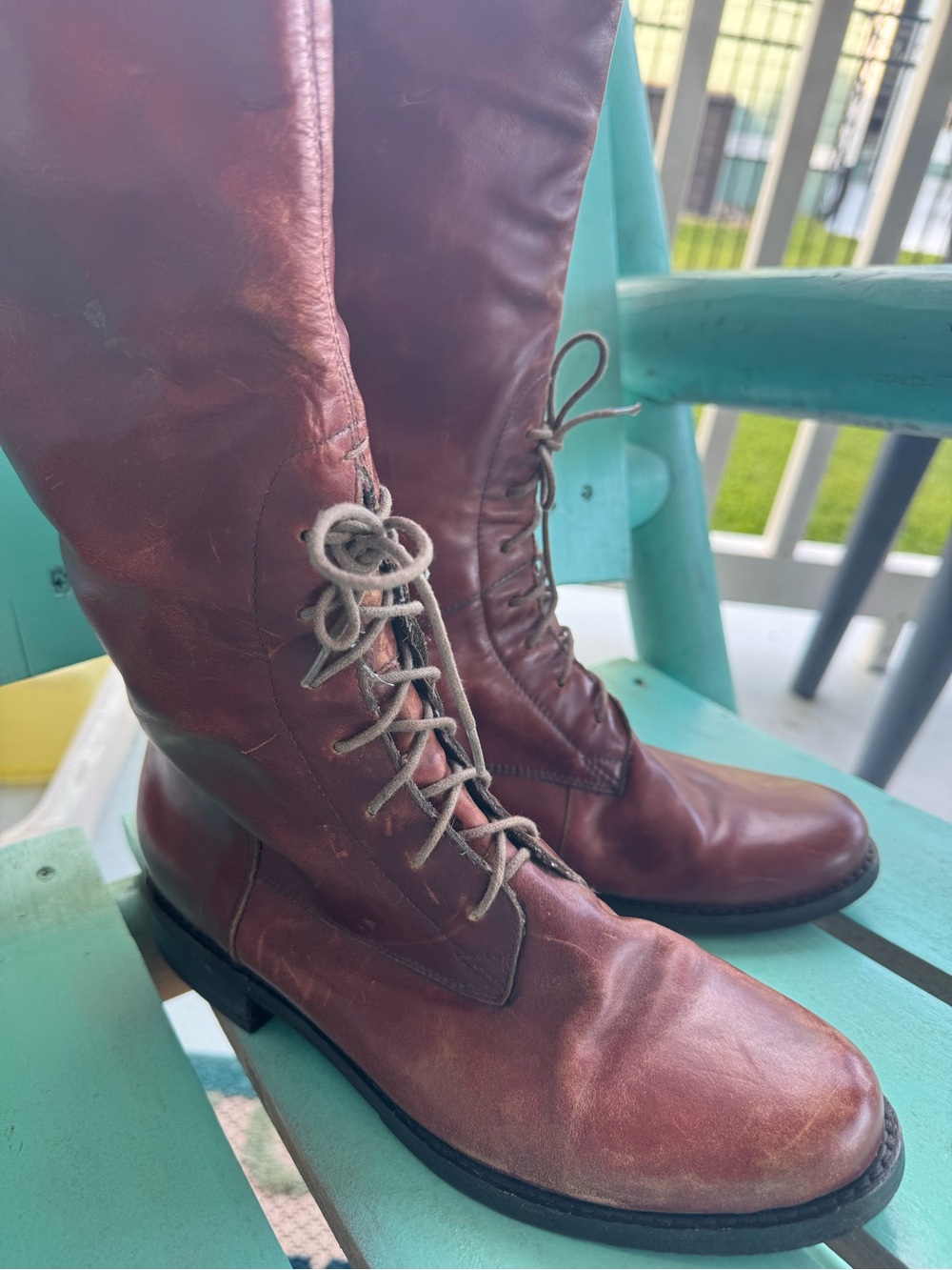 Vintage Nicole Oxblood Leather Lace-Up Riding Boots Equestrian Size 9